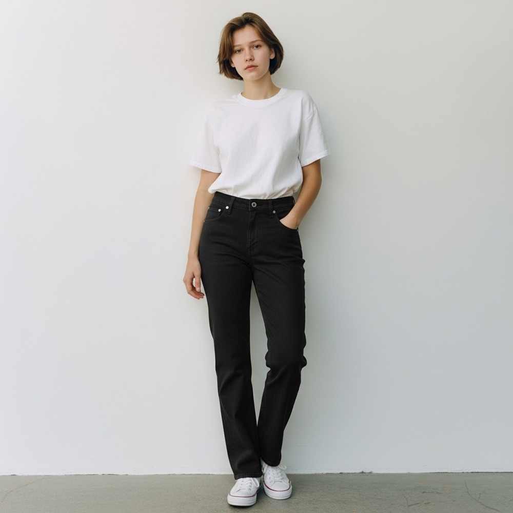 Lauren Ralph Lauren Premier Straight Jeans Women 10 Black Mid Rise Stretch Denim - Picture 1 of 10